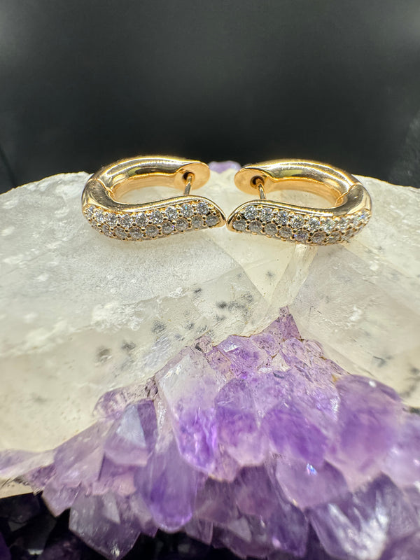 Große Tamara Comolli Signature Drop Hoops Pavé Creolen in 18 Karat Rosegold