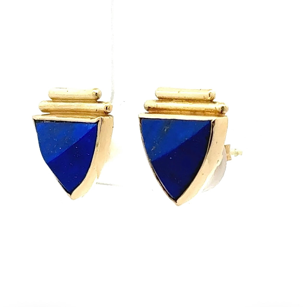 Handcrafted 14K Yellow Gold Lapis Lazuli Earrings