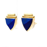 Handgefertigte Ohrringe in 14 Karat Gelbgold mit Lapis Lazuli