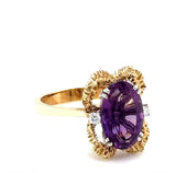 Handgefertigter Amethyst Ring in 14 Karat Gelb -& Weißgold mit Brillanten