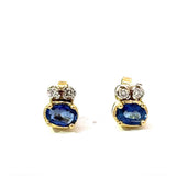 Feine Ohrringe in 18 Karat Gelb- & Weißgold mit blauen Saphiren & Brillanten