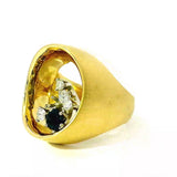 Handgefertigter Ring in 18 Karat Gelbgold mit Brillanten & Saphir