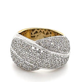 Solid bicolor ring in 18 carat (750) gold with 156 brilliant-cut diamonds