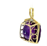 Riesiger Amethyst Anhänger in 14 Karat Gelbgold mit feinen Brillanten