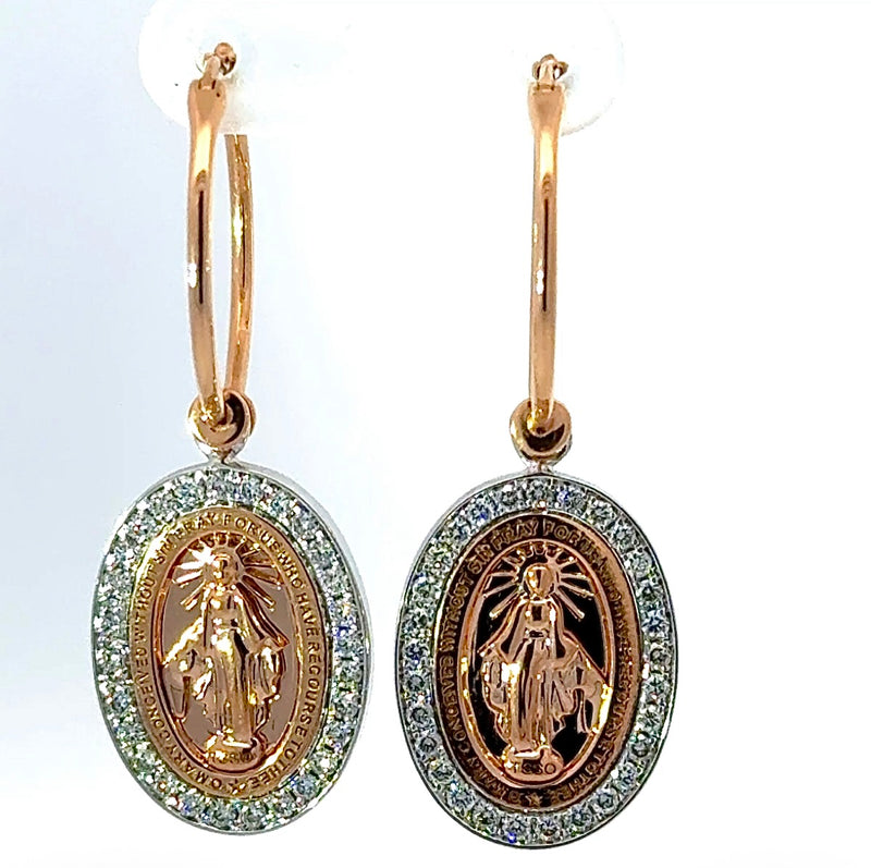 Moderne Madonna Ohrringe in 14 Karat Gold mit feinen Brillanten