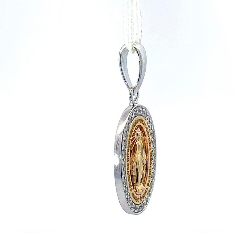 Moderne Madonna Anhänger in 18 Karat Gold mit Brillanten
