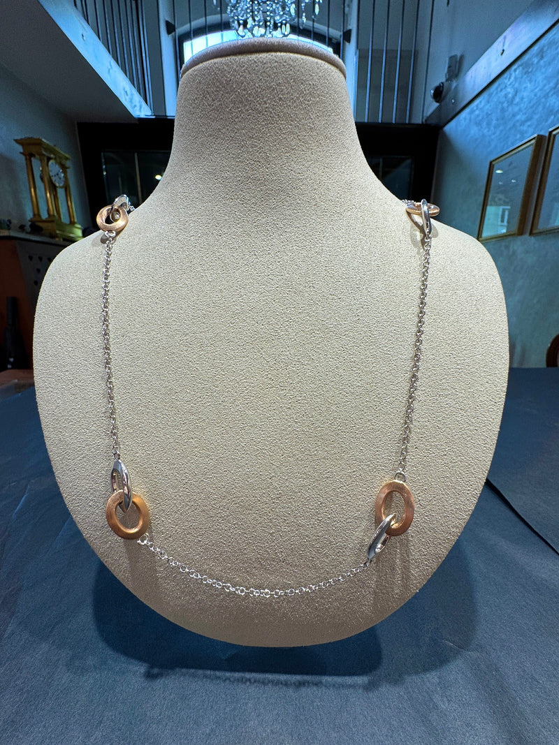 Moderne Halskette in 14 Karat Weiß -und Roségold
