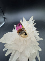 Beeindruckender Ring in 14 Karat Gelbgold mit Bicolor-Turmalin & Brillanten
