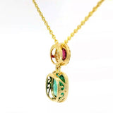 Leuchtender Anhänger in 14 Karat Gelbgold mit Rubin, Turmalin & Brillanten