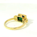 Moderner Turmalin Ring in 14 Karat Gelbgold mit Altschliff Diamanten