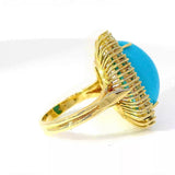 Prunkvoller Ring in 14 Karat Gelbgold mit Türkis & Brillanten