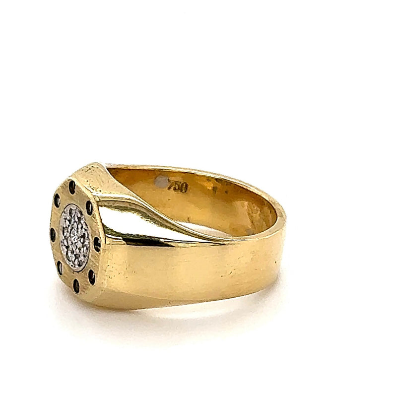 Robuster Unisex Ring in 18 Karat Gold mit Schrauben-Optik und Brillanten