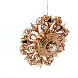 Art Déco Brosche in 14 Karat Roségold mit Altschliff-Diamant & Naturperlen