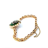 Vintage-Armband in 14 Karat (585) um 1900 mit Diamanten, Emaille & Perlen