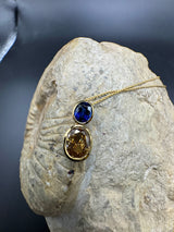 Edler Anhänger in 18 Karat Gelbgold mit hochfeinem Saphir & Fancy Brillant