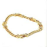Ausgefallenes Panzerketten-Armband in 18 Karat Gelbgold mit Brillanten