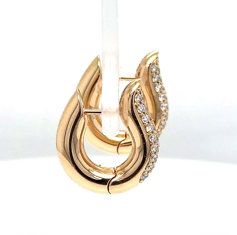 Große Tamara Comolli Signature Drop Hoops Pavé Creolen in 18 Karat Rosegold
