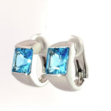 Hochwertige Ohrringe in 18 Karat Weißgold mit Blautopas