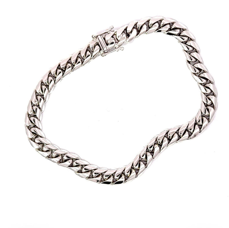Massives Panzerkettenarmband in 18 Karat Weißgold
