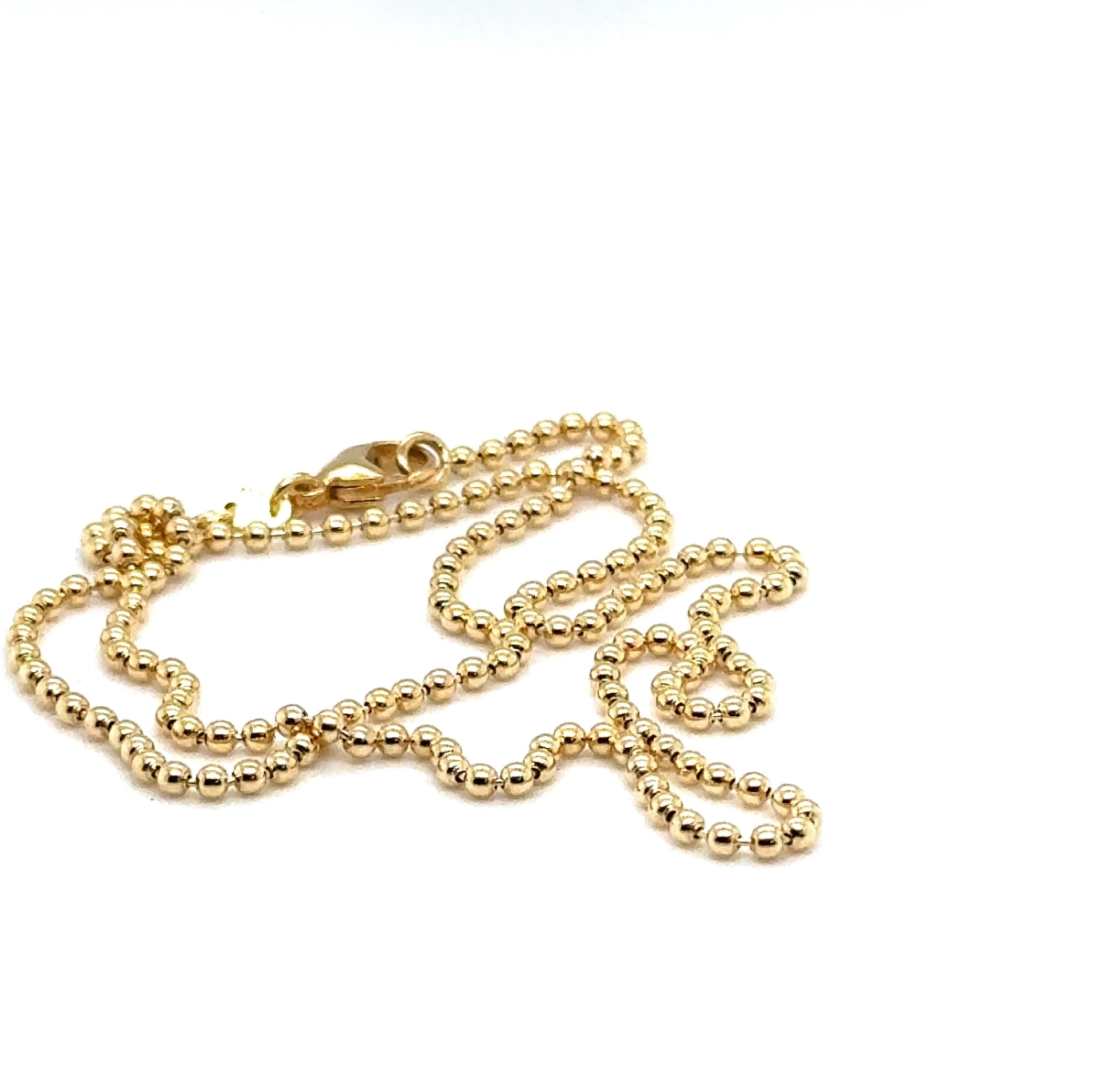 Elegant Bead Chain in 14 Karat Yellow Gold with Carabiner Clasp