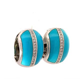 Exklusive 18 Karat Weißgold-Kreolen mit Türkis & Brillanten
