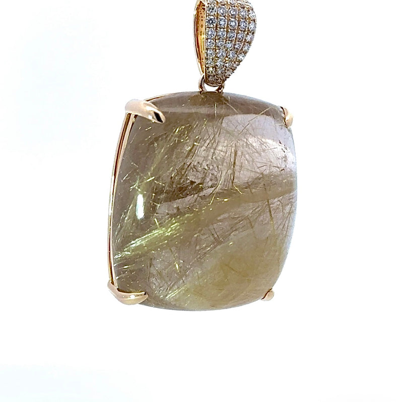 Moderner Rutilquarz Anhänger in 14 Karat Gelbgold mit hochfeinen Brillanten
