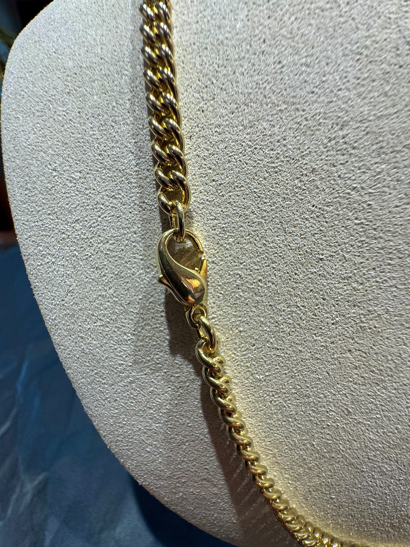 Elegante Rundpanzer Halskette in 8 Karat Gelbgold mit Karabiner