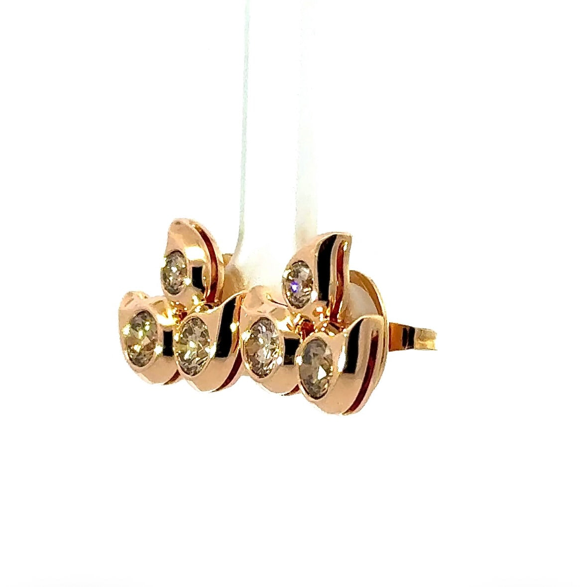 Edle Tamara Comolli Snowflake Ohrstecker in 18 Karat Roségold mit farbigen Brillanten