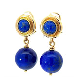 Elegante Ohrringe in 14 Karat Gelbgold mit hochfeinem Lapis Lazuli