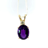Zeitloser, steinbetonter Anhänger in 14 Karat Gelbgold mit Amethyst & Brillant
