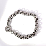 Modernes Erbsketten-Armband in 14 Karat Weißgold mit großem Federring