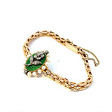 Vintage-Armband in 14 Karat (585) um 1900 mit Diamanten, Emaille & Perlen