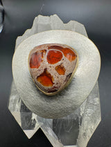 Einmaliger Anhänger in 925 Sterling Silber & 18 Karat Gold mit Natur-Feueropal