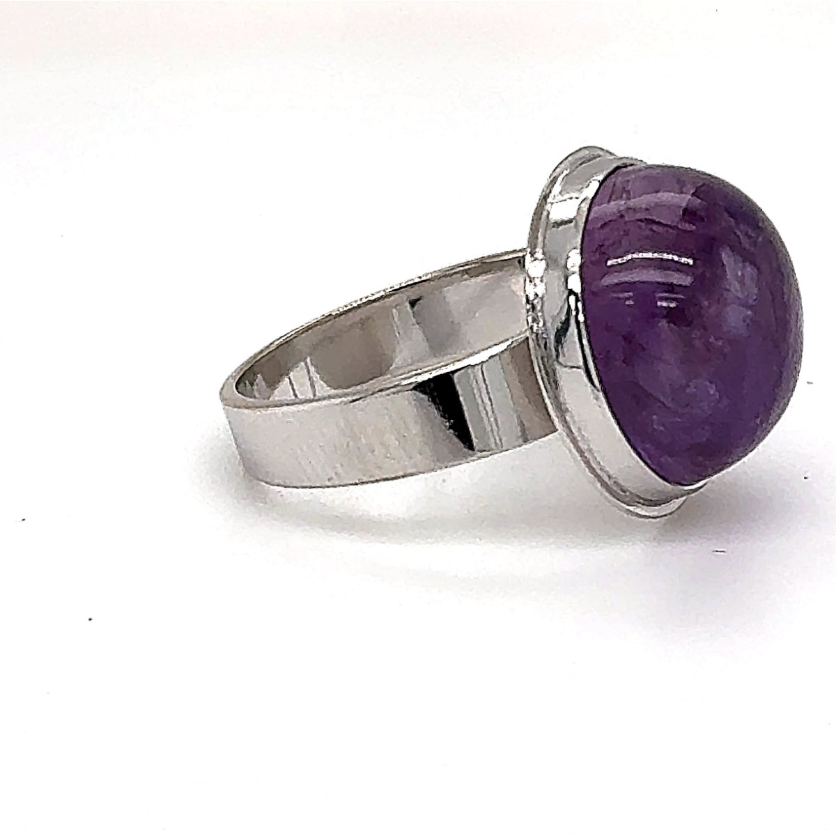 Stilvoller Edelstein-Ring in 14 Karat (585) Weißgold mit Amethyst