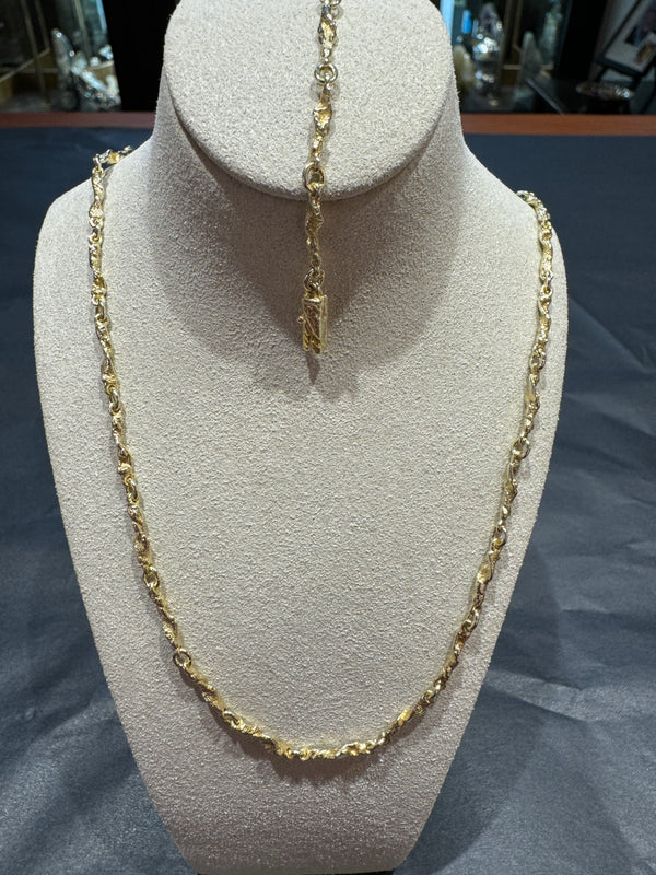 Ausgefallen Halskette in 14 Karat Gelbgold mit Zusatzkette - Alte Silberschmiede