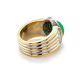 Massiver Bicolor Ring in 18 Karat Gold mit feinen Chrysopras & Brillanten