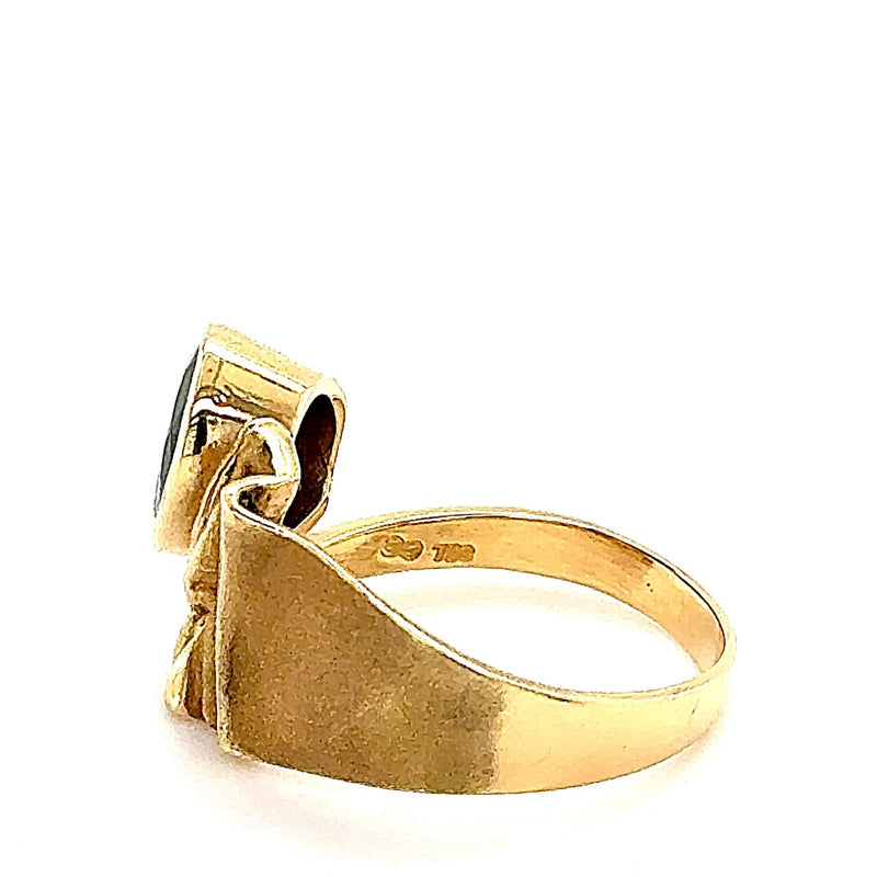 Original Ehinger Schwarz Ring in 18 Karat Gelbgold mit hochfeinen Saphir