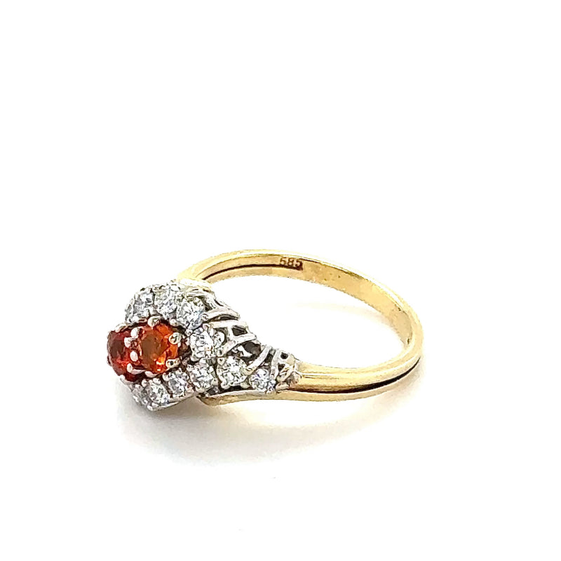 Farbenfroher Saphir Ring in 14 Karat Gold mit feinen Brillanten