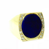 Dominanter Ring in 14 Karat Gelbgold mit Lapis Lazuli und Diamanten
