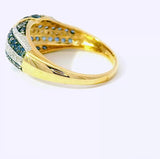 Wirkungsvoller Ring in 14 Karat Gelbgold mit Saphiren & Diamanten