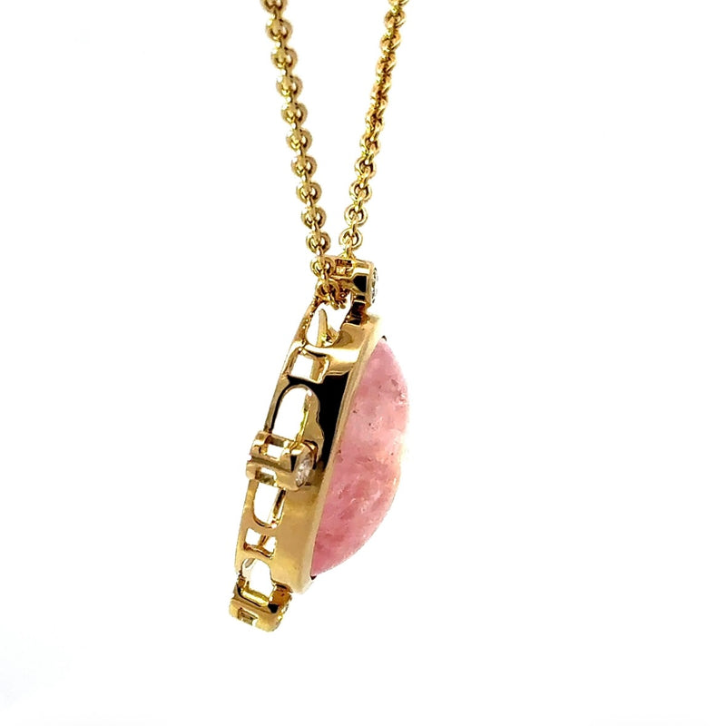 Eleganter Anhänger in 14 Karat Gelbgold mit rosa Morganit & Brillanten