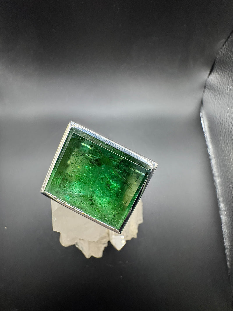 Einmaliger Ring in 18 Karat Weißgold mit beeindruckendem Turmalin