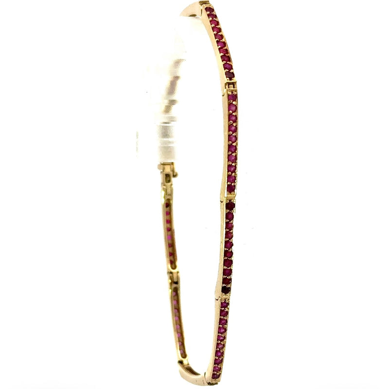 Elegantes Armband in 14 Karat Gelbgold mit rosa Saphiren & Rubinen