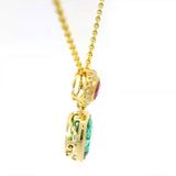 Leuchtender Anhänger in 14 Karat Gelbgold mit Rubin, Turmalin & Brillanten