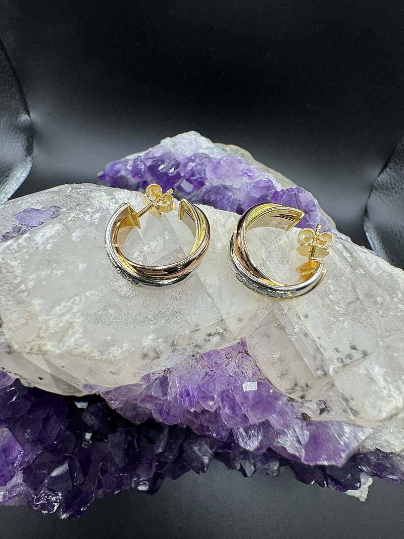 Edle Wempe Ohrringe in 18 Karat Tricolor Gold mit hochfeinen Brillanten