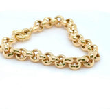Modernes Erbsketten Armband in 14 Karat Gelbgold mit großen Federring