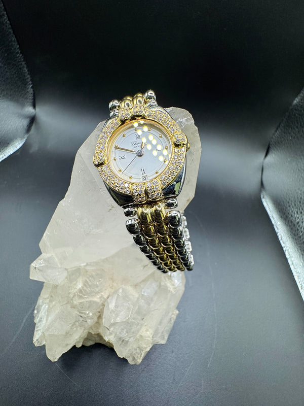 Chopard Gstaad – neuwertige Bicolor Uhr mit Vollbesatz aus Brillanten
