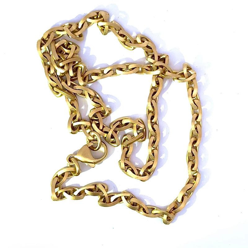Mattierte Ankerkette in 14 Karat Gelbgold mit Karabiner