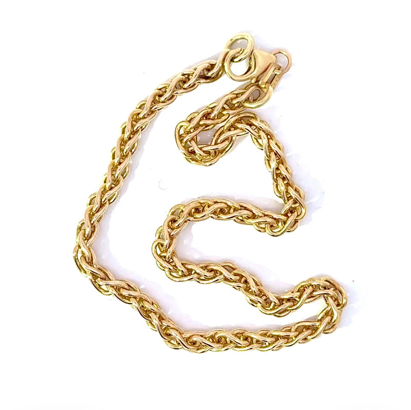Elegantes Zopf Armband in 14 Karat Gelbgold mit Karabiner