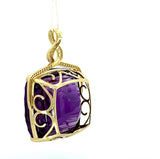 Riesiger Amethyst Anhänger in 14 Karat Gelbgold mit feinen Brillanten